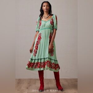 Double D Ranch Green Velvet Bandana Girl Dress